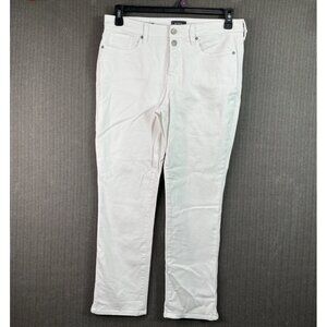 NYDJ Sheri Slim Womens Size 8 White Button fly Slim Jeans Lift Tuck Technology